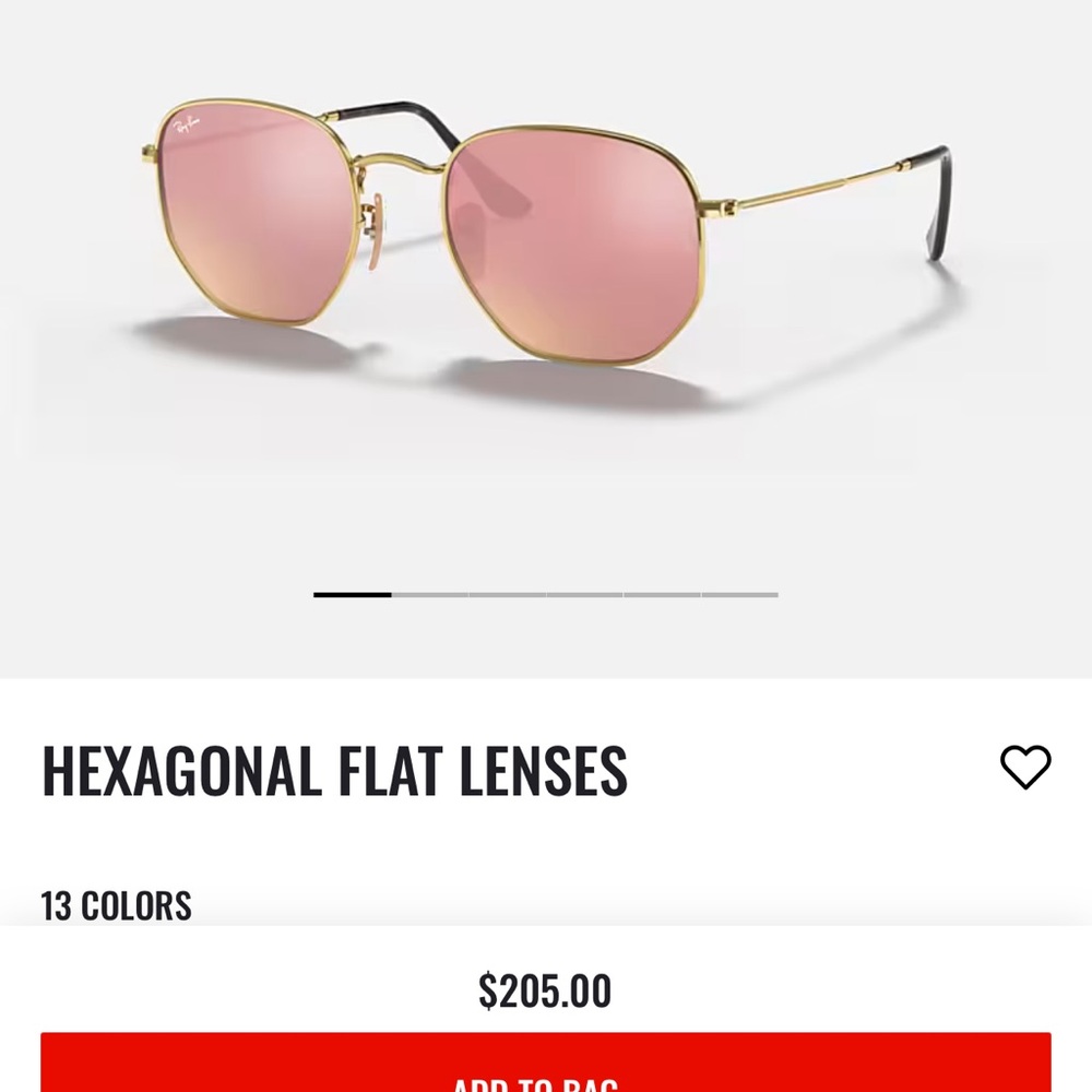 Ray-ban pink flash hexagonal sunglasses